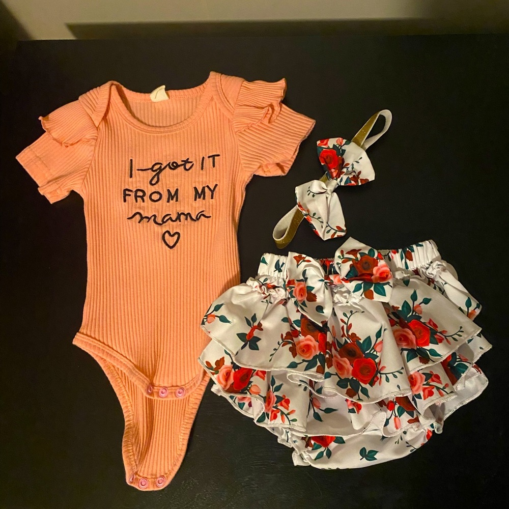 Onesie with bloomers and bow